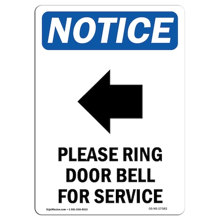 Signmission OSHA Notice Sign, 5" Height, Please Ring Door Bell Sign With Symbol, 5" X 3.5", Portrait OS-NS-D-35-V-17582
